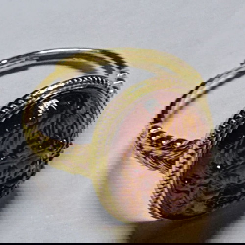 Δαχτυλίδι με Χαλκηδόνιο Σκαλιστό και Επίχρυσο Ασήμι 925, Σαν Καινούργιο