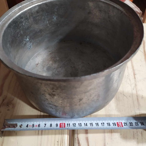 Galvanized old cooking pot used