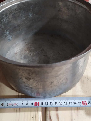 Galvanized old cooking pot used