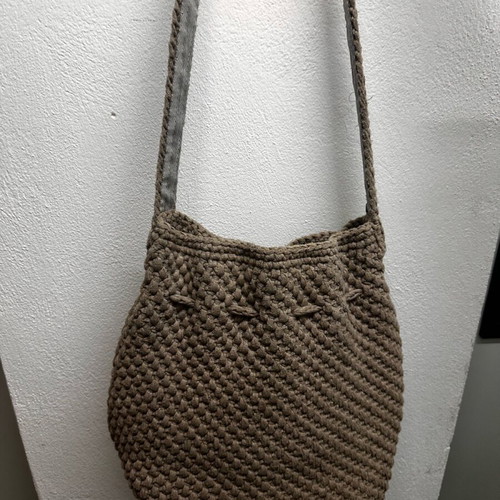 Handmade shoulder bag like new, large, beige/gray