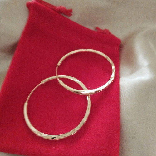 Gold-plated hoop earrings new, 3.5 cm diameter