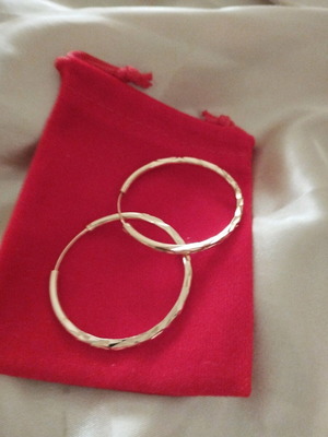 Gold-plated hoop earrings new, 3.5 cm diameter
