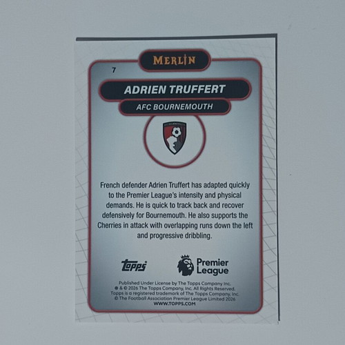 Topps Merlin 2026 Adrien Truffert AFC Bournemouth card mint condition