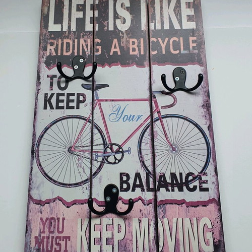 Bike wall hanger frame with three double metal hooks 48x30