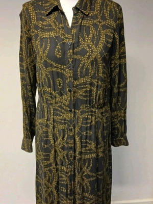 H&M dress like new, size M 38, black with green chain pattern