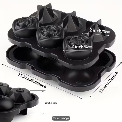 Silicone Ice Cube Tray with Roses and Diamonds New