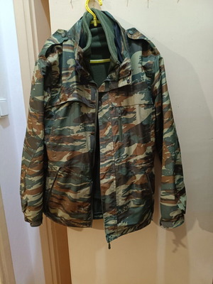 Waterproof Camouflage Jacket used, size S, brown and green