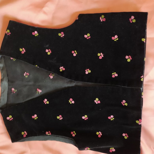 Vintage vest handmade black embroidered velvet like new