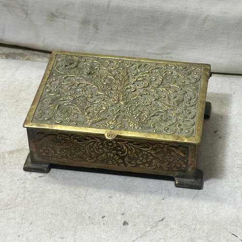 Traditional Gianniotiki brass jewelry box used with embossed decoration