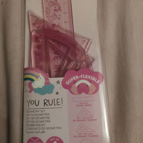 Legami geometry set with unicorn case, 4 super-flexible pieces