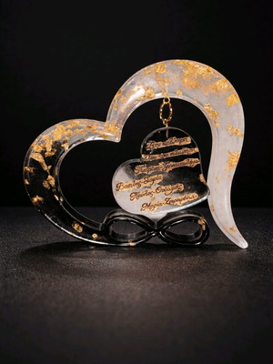 Handmade infinity heart decoration made of liquid glass resin new