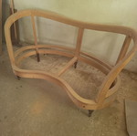Handmade two-seater sofa frame, solid walnut