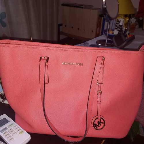 Michael Kors tote bag used, salmon pink shoulder bag