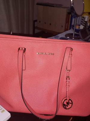 Michael Kors tote bag used, salmon pink shoulder bag
