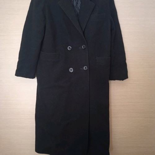 DUR women's wool coat used, with lining and buttons black