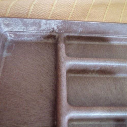 Biofal cutlery tray used, plastic wood imitation