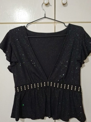 Top with rhinestones black, size L, like new