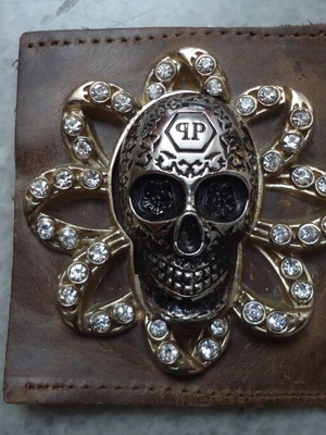 Philipp Plein Skull with Crystals like new, silver and black