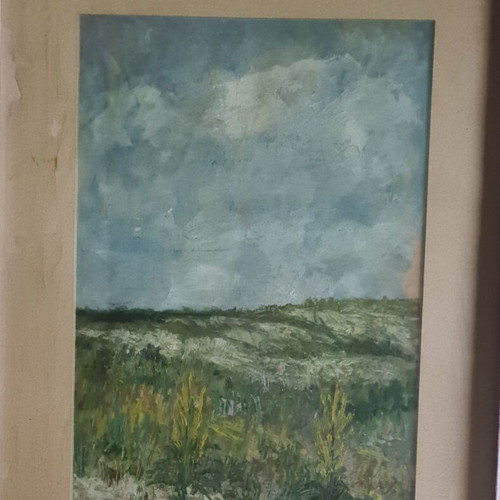 Signed oil painting on paper artwork like new