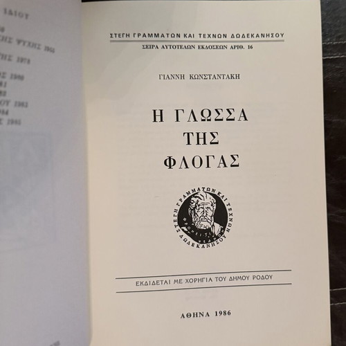 The Language of the Flame book like new, 1986 edition by Giannis Konstantakis