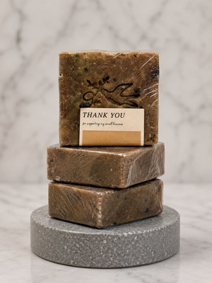 Handmade natural soap with cherry scent and red clay