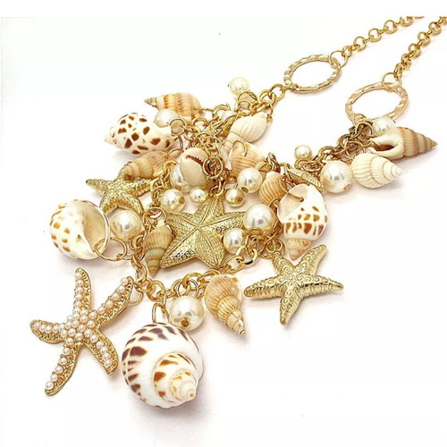 Shells pendant necklace new, gold color