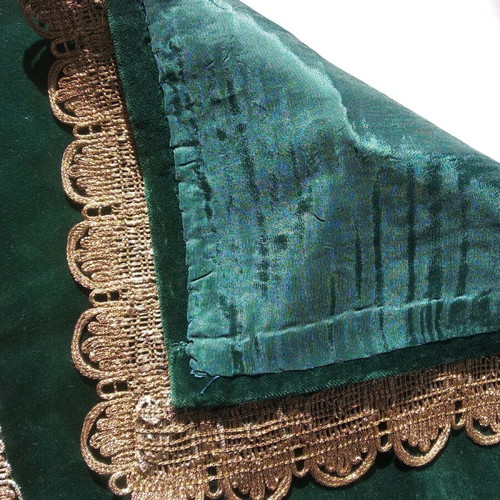 Handmade embroidery with green velvet like new