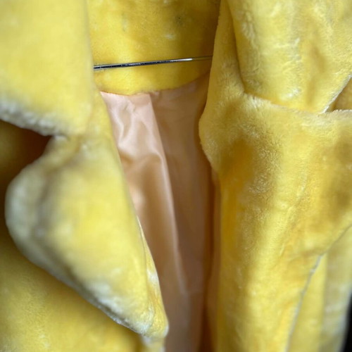 Yellow faux fur coat new, statement jacket