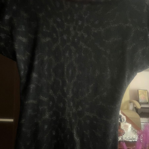 Escada blouse new with unique weave and metallic details, black, size S