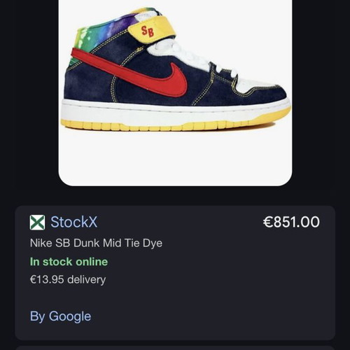 Nike SB Dunk Mid Tie Dye sneakers used, size 44.5, multicolor