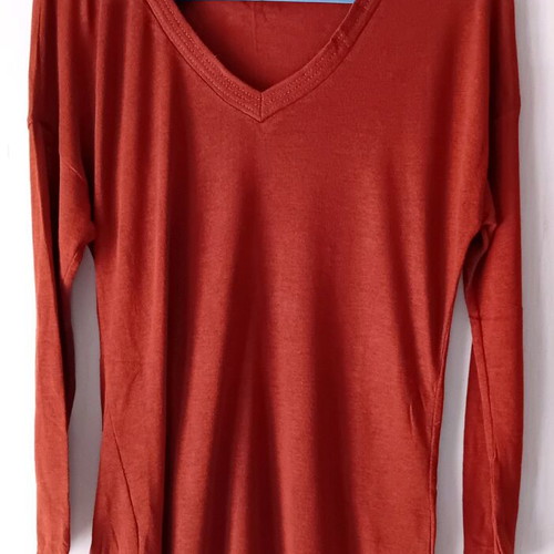 Mango brown terracotta thin women's sweater blouse size M like new