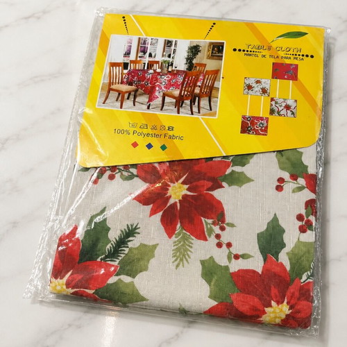 Christmas tablecloth 140x140 cm white with festive design new