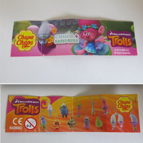 Dreaworks Trolls figures used, pack of 5, Chupa Chups with 2016 catalog
