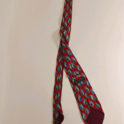 Gucci luxury silk vintage tie new, blue and red