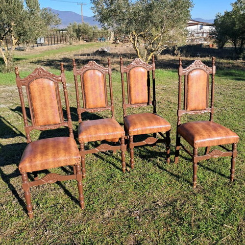 Vintage wooden chairs used, set of four
