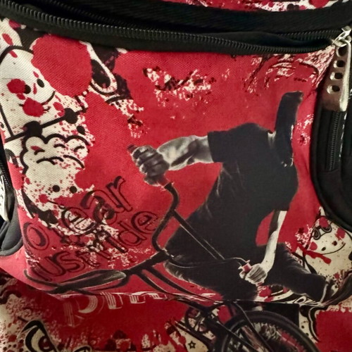 No Fear school trolley backpack used, black and red
