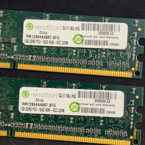 DDR2 1GB RAM modules used, 2 pieces 667MHz PC2-5300