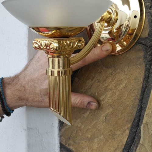 Brass gilded wall lights new, pair