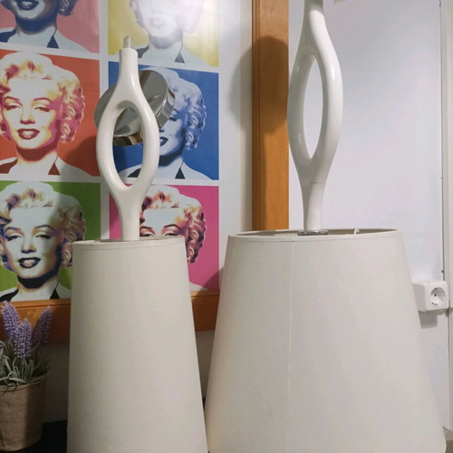 Lamp shades like new, one large and one small, white