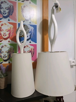 Lamp shades like new, one large and one small, white