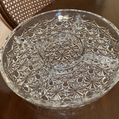 Vintage crystal platters for nuts, set of 3
