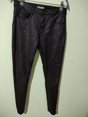 Women's pants elastic with leather texture black size M like new