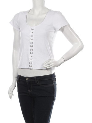 White short-sleeve ribbed top size L used