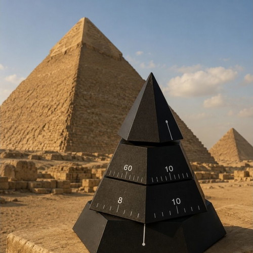 1988 Time Pyramid 4-D Επιτραπέζιο ρολόι μαύρο, λειτουργικό, περιστρεφόμενο, μπαταρίας