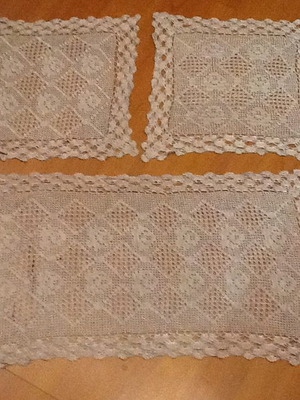 Handmade set with silk thread, three pieces, new