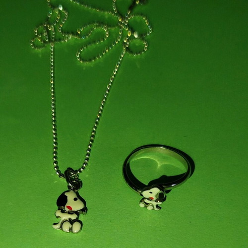 Children's silver 925 Snoopy chain and ring like new