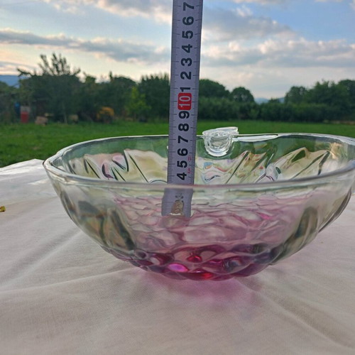 Rainbow Mist glass salad bowl vintage new by Indiana Glass