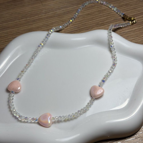 Handmade necklace pink, new