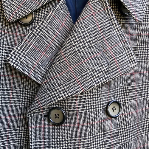 Philip Landau Bond Street Prince of Wales Wool Coat Tailormade Like New
