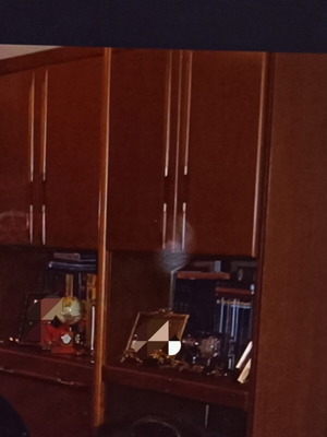 Composite furniture used, 2 separate pieces with bar cabinets and drawers